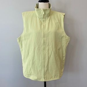Eileen Fisher vest large lime green lined soft zippered cotton